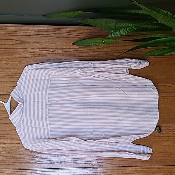 A NEW DAY NWOT Blush & White Stripe Boyfriend Button Up - Picture 5 of 5